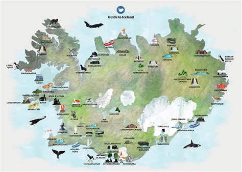 iceland map with attractions.